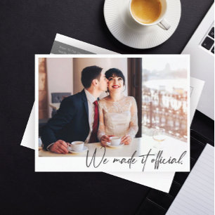 Officially Penned Photo Wedding Announcement Postcard