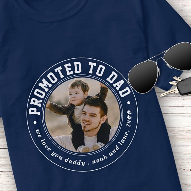 Officially Promoted to Dad Badge Classic Photo T-Shirt (Creator Uploaded)