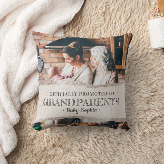 Officially Promoted to Grandparents Gift Keepsake Cushion (Blanket)