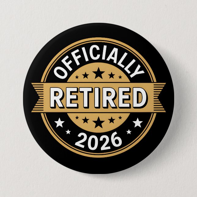 Officially retired 2026 7.5 cm round badge (Front)