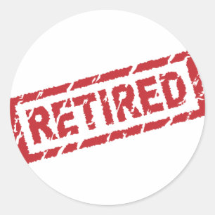 officially retired classic round sticker