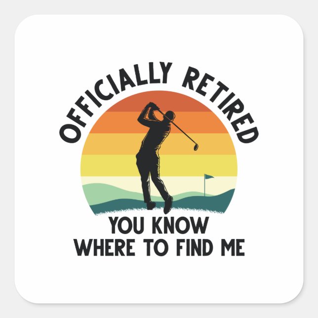 Officially Retired Golf Square Sticker (Front)