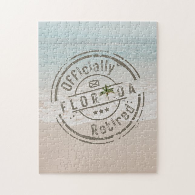 Officially Retired in Florida Tropical Beach Ocean Jigsaw Puzzle (Vertical)
