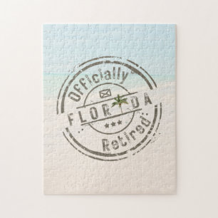 Officially Retired in Florida Tropical Beach Ocean Jigsaw Puzzle