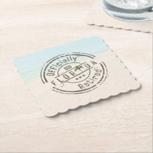 Officially Retired in Florida Tropical Beach Ocean Paper Coaster