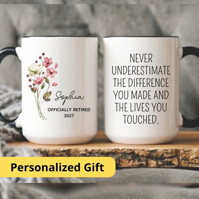 Officially Retired Leaving Gift, Difference Maker Two-Tone Coffee Mug (Creator Uploaded)
