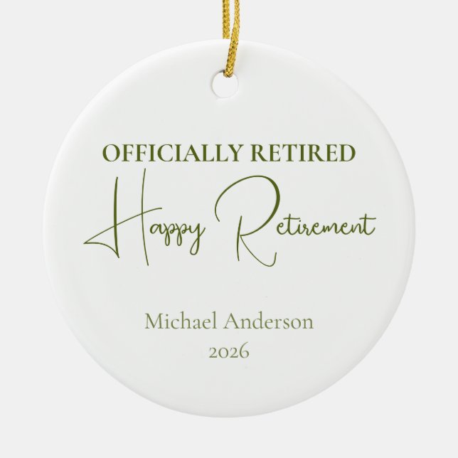 Officially Retired Retirement Gift Ceramic Tree Decoration (Front)