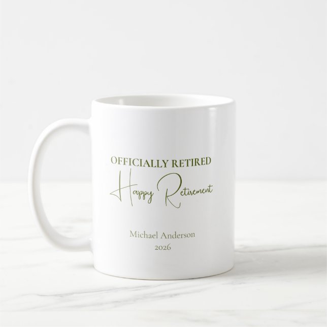 Officially Retired Retirement Gift Coffee Mug (Left)