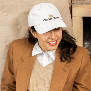 Officially Taken & Wedding Rings, Bride,Modern  Embroidered Hat