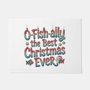 Offishally Best Christmas Ever Fishing Christmas Doormat