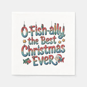 Offishally Best Christmas Ever Fishing Christmas  Napkin