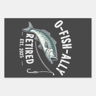 Offishally Retired est 2025 Fisher Dad Retirement Wrapping Paper Sheet