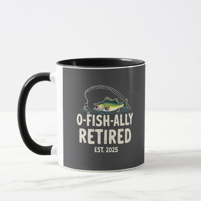 Offishally Retired Est. 2025 Retirement Fisher Dad Mug (Left)