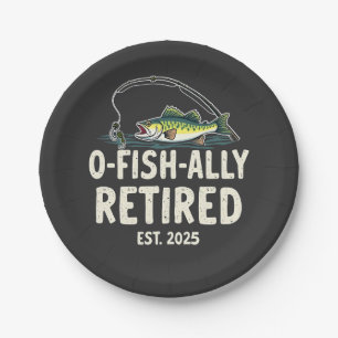 Offishally Retired Est. 2025 Retirement Fisher Dad Paper Plate