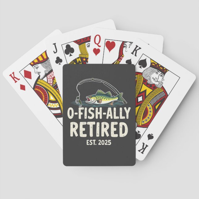 Offishally Retired Est. 2025 Retirement Fisher Dad Playing Cards (Back)