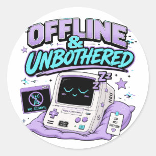 Offline And Unbothered Retro Sticker