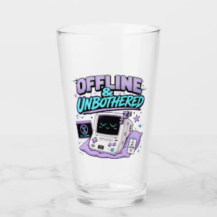 Offline And Unbothered Retro Sticker Glass