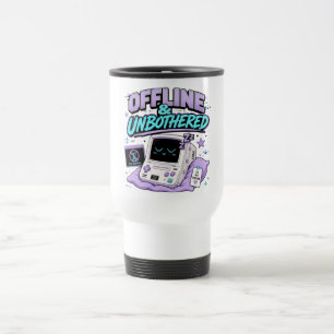 Offline And Unbothered Retro Sticker Travel Mug