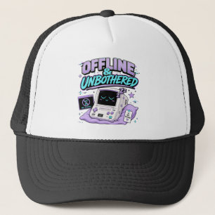 Offline And Unbothered Retro Sticker Trucker Hat
