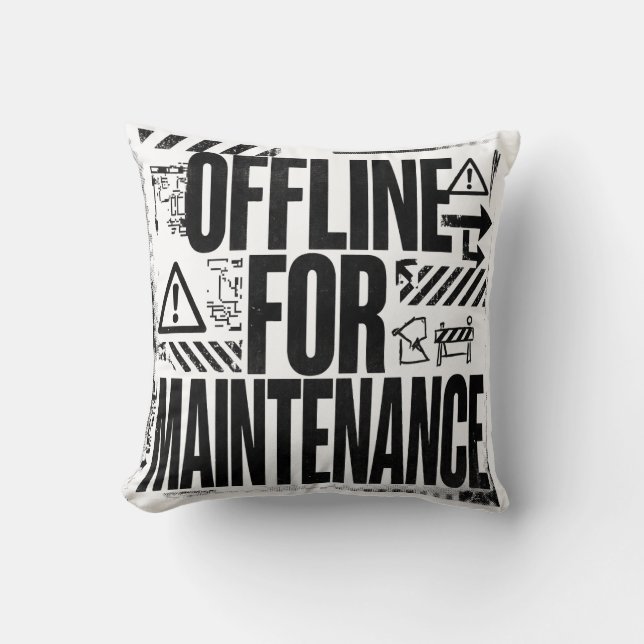 OFFLINE FOR MAINTENANCE | Brutalist Typography Hum Cushion (Front)