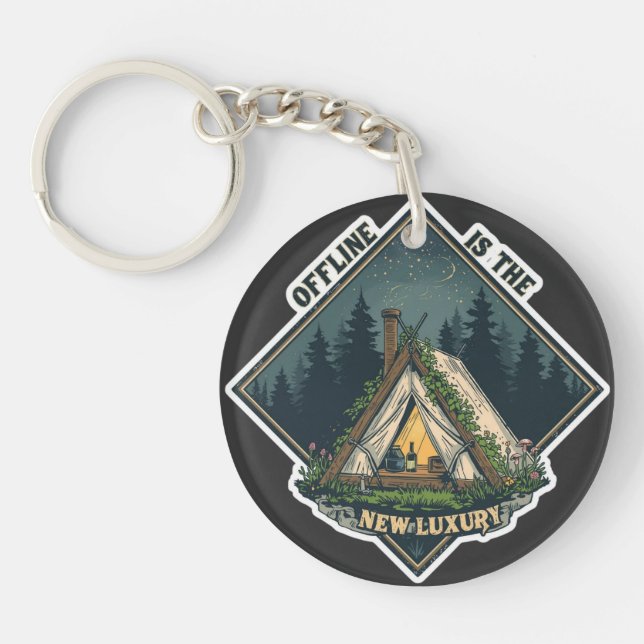 Offline Is The New Luxury Retro Diamond Keychain (Front)