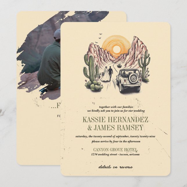Offroad Canyon Couple Wedding Invitation (Front/Back)