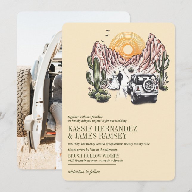 Offroad Canyon Couple Wedding Invitation (Front/Back)
