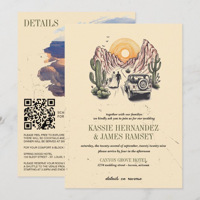 Offroad Canyon Couple Wedding Invitation (Front/Back)