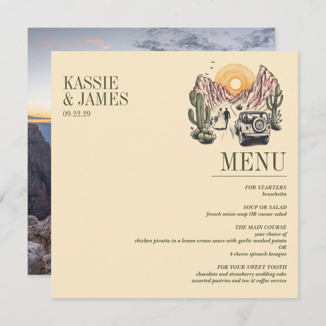 Offroad Canyon Couple Wedding Menu (Front/Back)