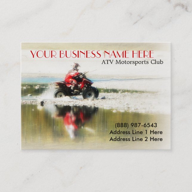 Offroad Quad - Sports action  4x4 photograph Business Card (Front)
