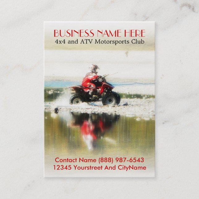 Offroad Quad - Sports action  4x4 photograph Business Card (Front)