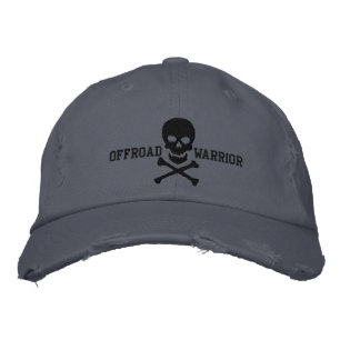 Offroad Warrior Large Skull Crossbones Embroidered Hat