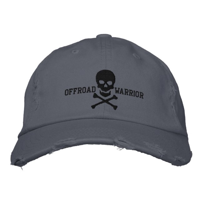Offroad Warrior Large Skull Crossbones Embroidered Hat (Front)