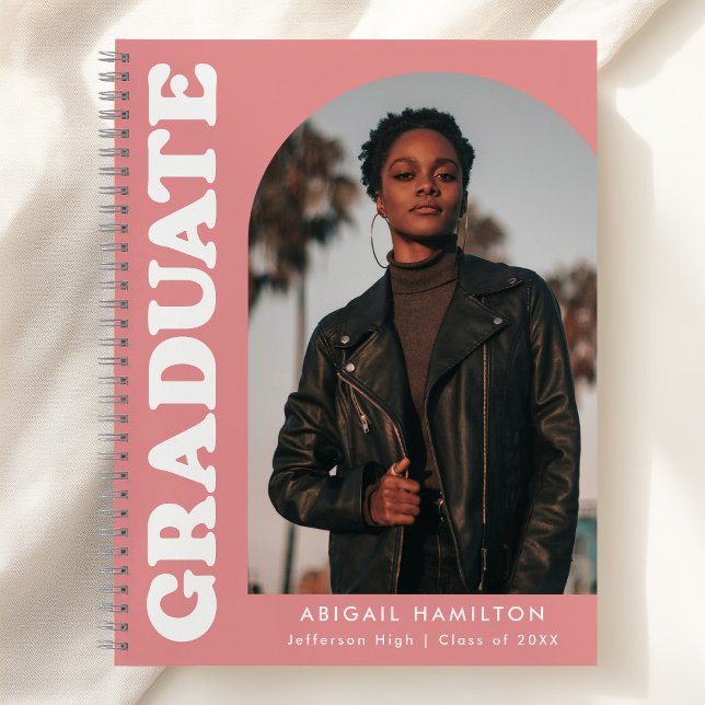 Offset Arch Pink Photo Graduation Guest Book (Creator Uploaded)