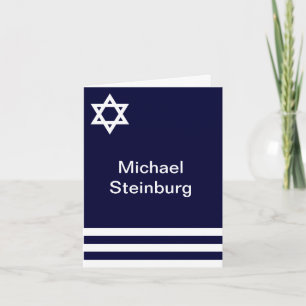 Offset Blue Bar Mitzvah Personalised Thank You