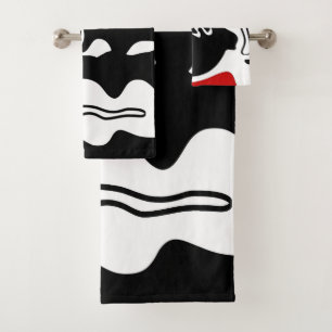 Offset Chamber: Abstract Black, White & Red Bath Towel Set