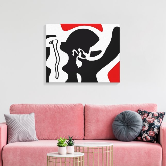 Offset Chamber: Abstract Black, White & Red Canvas Print (Insitu(LivingRoom))
