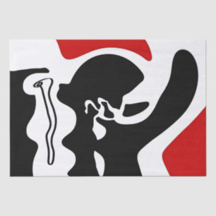 Offset Chamber: Abstract Black, White & Red Tissue Paper