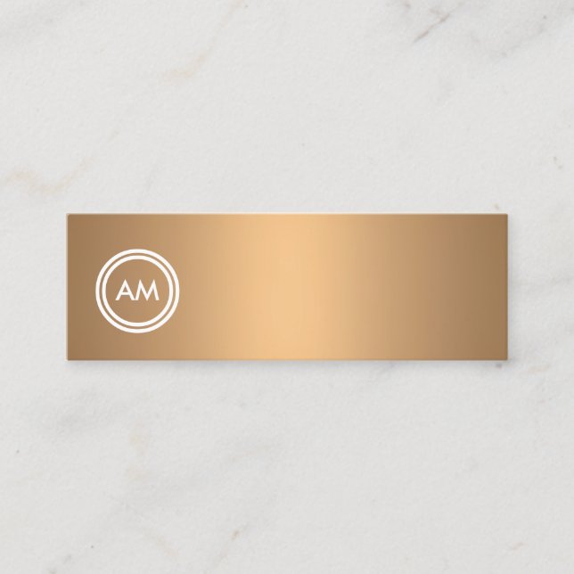 Offset Circle Monogram on Faux Copper Mini Business Card (Front)