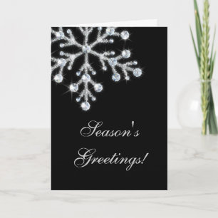 Offset Crystal Snowflake Holiday Card (black)