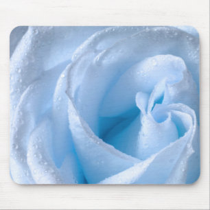 Offset Dewy Blue Rose Mousepad