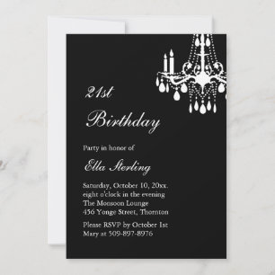 Offset Grand Ballroom Birthday Invitation (black)