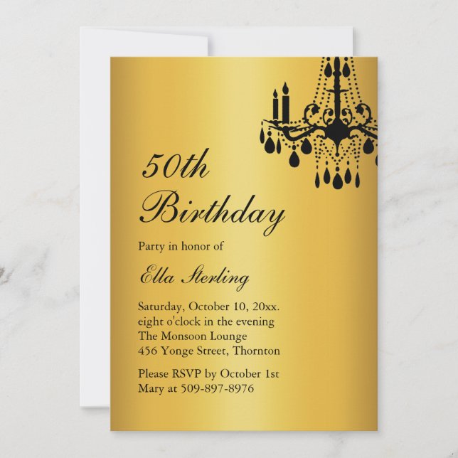 Offset Grand Ballroom Birthday Invitation gold (Front)