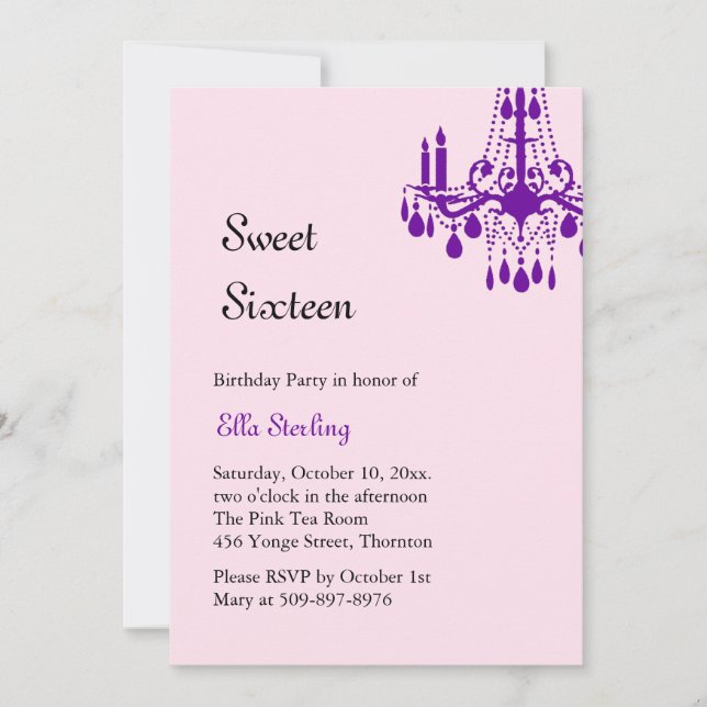 Offset Grand Ballroom Birthday Invitation (purple) (Front)