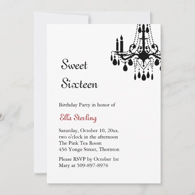 Offset Grand Ballroom Birthday Invitation (white) (Front)