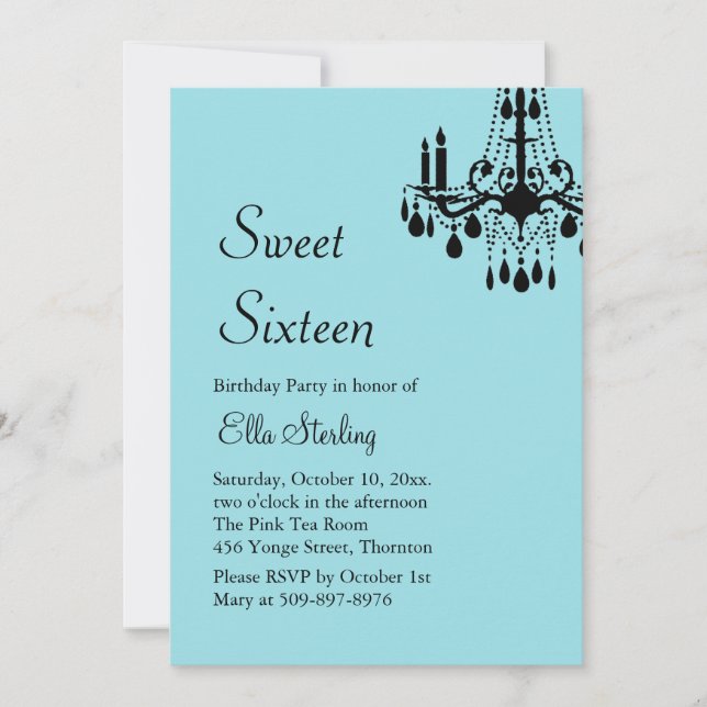 Offset Grand Ballroom Birthday Invite (turquoise) (Front)