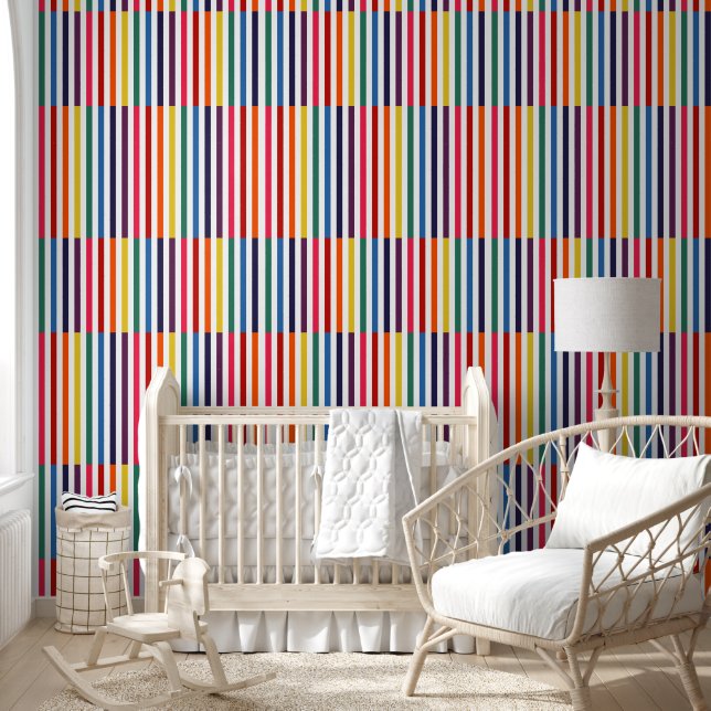 Offset Rainbow Stripes Wallpaper (Kids)