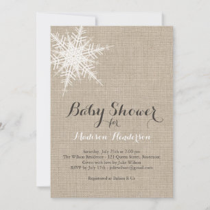 Offset Rustic Snowflake Baby Shower Invitation