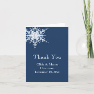 Offset Snowy Blue Thank You Card