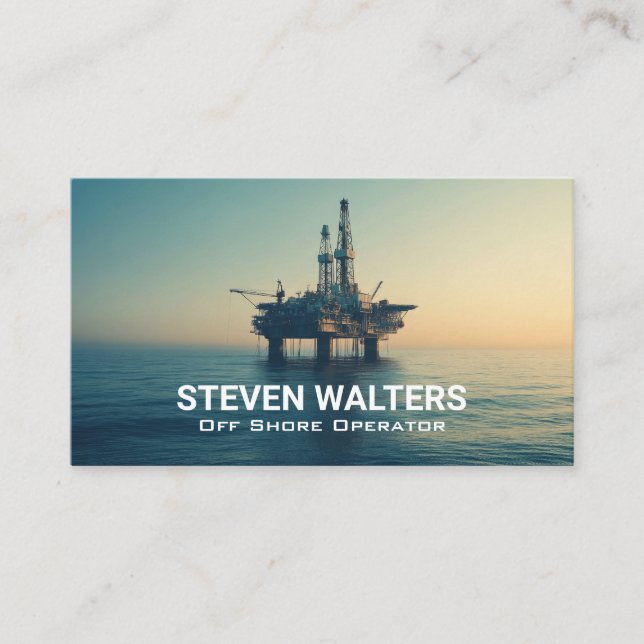 Offshore Oil Rig | Energy Business Card (Front)